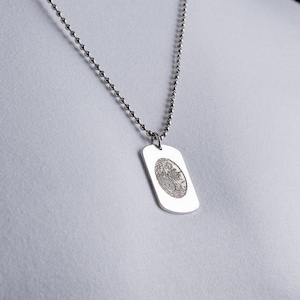 Fingerprint Mens Necklace - Custom Fingerprint Necklace - Custom Bar Necklace - Custom Men Necklace - Men&#39;s necklaces - Silver  Men Necklace