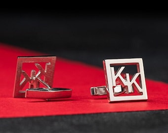 Custom Sterling Silver Initial Cufflinks - Personalized Name Cufflinks - Customized Cufflinks - Groomsmen gift - Initials Cufflinks