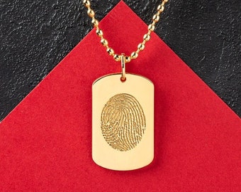 Fingerprint Mens Necklace - Custom Fingerprint Necklace - Custom Bar Necklace - Custom Men Necklace - Men's necklaces - Silver  Men Necklace