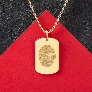 Fingerprint Mens Necklace - Custom Fingerprint Necklace - Custom Bar Necklace - Custom Men Necklace - Men's necklaces - Silver  Men Necklace