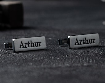 Silver Personalised Engraved Initial SQUARE Cufflinks - Groomsmen Gifts - Personalized Cufflinks - Wedding Cufflinks for Groom