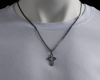 BLACK CROSS NECKLACE For Men - Silver Cross Necklace - Gold  Cross Necklace - Men's Cross Necklace - Corss Necklace - Men's necklaces