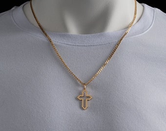 GOLD CROSS NECKLACE For Men - Black Cross Necklace - Silver  Cross Necklace - Men's Cross Necklace - Corss Necklace - Men's necklaces