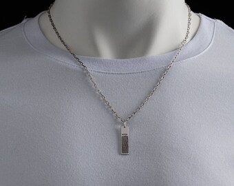 Fingerprint Mens Necklace - Custom Fingerprint Necklace - Custom Bar Necklace - Custom Men Necklace - Men's necklaces - Silver  Men Necklace