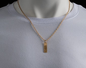 Fingerprint Mens Necklace - Custom Fingerprint Necklace - Custom Bar Necklace - Custom Men Necklace - Men's necklaces - Silver  Men Necklace