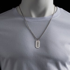 925 Sterling Silver ENGRAVED CUSTOM NECKLACE for Men - Mens Necklace - Black  Bar  Necklace - Custom Men Necklace - Men&#39;s necklaces