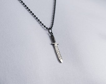 Silver Sword Necklace Necklace - Roman Gladius Sword Pendant - Mens Silver Sword Pendant With Chain - Men's necklaces, Silver  Men Necklace