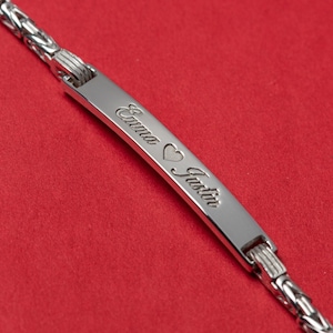 Pulsera de hombre personalizada - Pulsera de nombre personalizado - Pulsera de nombre de bloque - Joyería personalizada - Pulsera de cadena bizantina