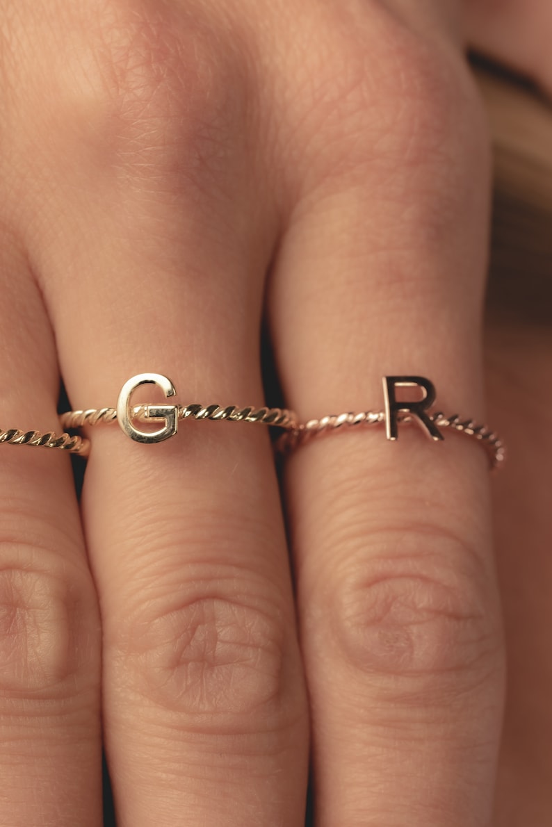 Dainty Initial Ring Sterling Silver Letter Ring Custom Gift Bridesmaid Gift Custom Letter Ring Personalized Ring Christmas gift