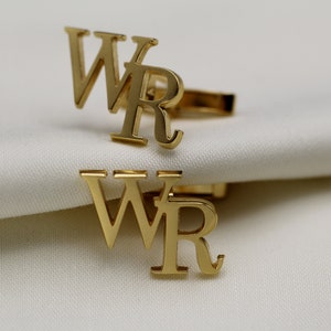 Gemelos de nombre personalizados - Gemelos personalizados - Gemelos de boda del novio - Regalo de padrinos de boda - Gemelos iniciales - Gemelos de ley