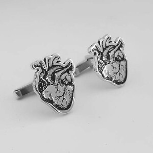 Heart Cufflinks Men's Cufflinks Groom cufflinks Groomsmen gift Groomsmen Cufflinks Father Gift Cufflinks Heart Cufflink image 2