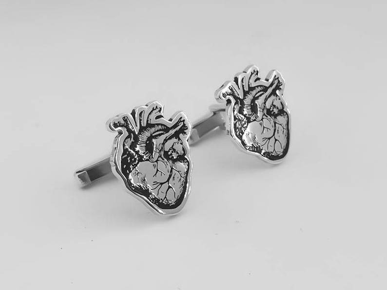 Heart Cufflinks Men's Cufflinks Groom cufflinks Groomsmen gift Groomsmen Cufflinks Father Gift Cufflinks Heart Cufflink image 2