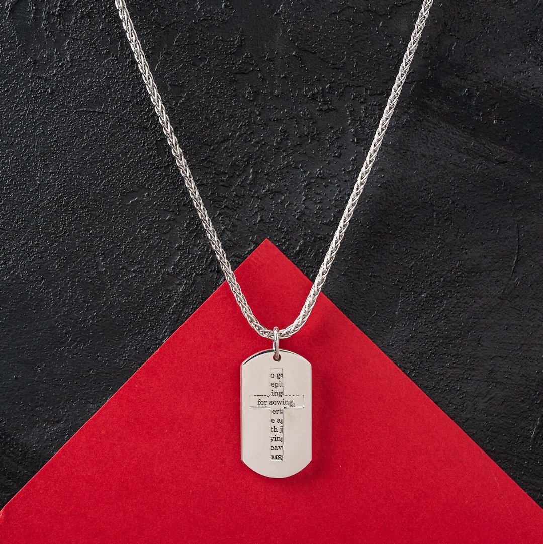 Personalized CROSS NECKLACE Men's Cross Necklace Customized Cross