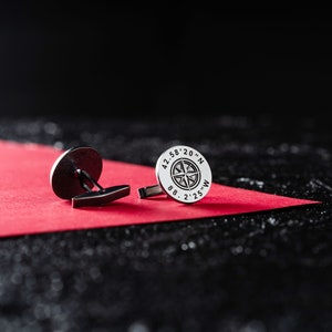 Compass Coordinate Cufflinks: Custom Longitude Latitude, Nautical Men's Gift, Unique Sailor Jewelry, Silver Navigator Accessory image 9