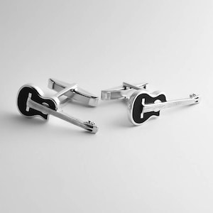 Guitar Cufflinks Music Cufflinks Electric guitar cufflinks Groom cufflinks Groomsmen gift Groomsmen Cufflinks Father Gift image 2