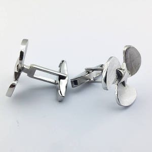 Boat Propeller Cufflinks Silver Anchor Cuff links Groom cufflinks Groomsmen gift Groomsmen Cufflinks Father Gift image 3