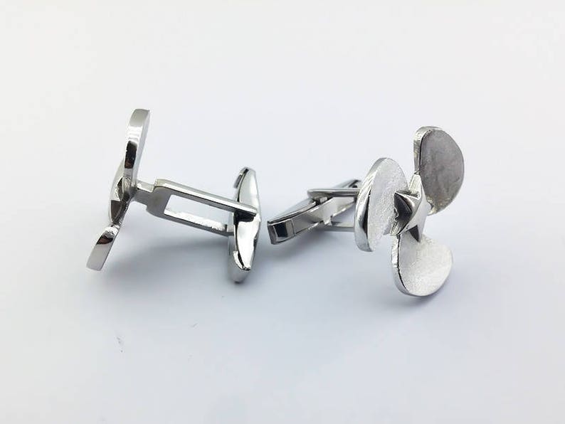 Boat Propeller Cufflinks Silver Anchor Cuff links Groom cufflinks Groomsmen gift Groomsmen Cufflinks Father Gift image 3