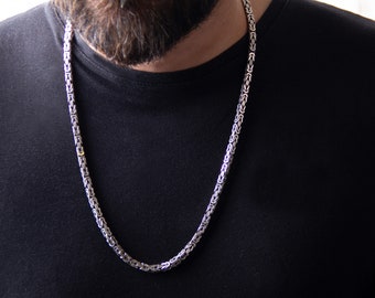 26" Silver Byzantine Necklace - Custom Men Necklace - Mens Necklace -  Men's necklaces - Men's Jewelry -  Mens Byzantine Silver Necklace