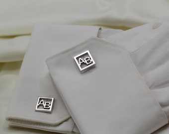 Personalized Name Cufflinks - Customized Cufflinks - Groom Wedding Cufflinks - Groomsmen gift - Initials Cufflinks - Sterling Cufflinks