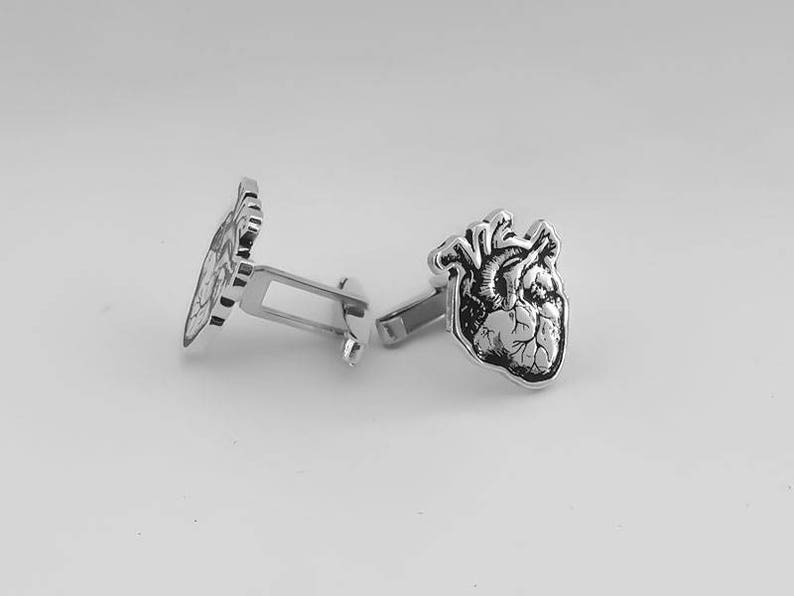 Heart Cufflinks Men's Cufflinks Groom cufflinks Groomsmen gift Groomsmen Cufflinks Father Gift Cufflinks Heart Cufflink image 3