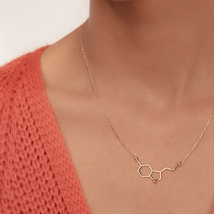 Personalized Serotonin Molecule Necklace Silver Molecule Necklace Gold Serotonin Necklace Gift Science, Science Jewelry-Happiness Gift image 4