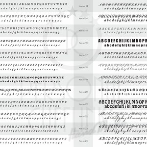 May include: A chart showing 24 different fonts, labeled Font No. 1 through Font No. 24. Each font displays the alphabet in uppercase and lowercase letters.