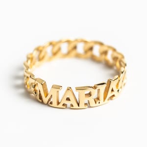 Curb Chain Name Ring - Curb Link Name Ring - Custom Name Ring - Personalized Ring - Personalized Gift