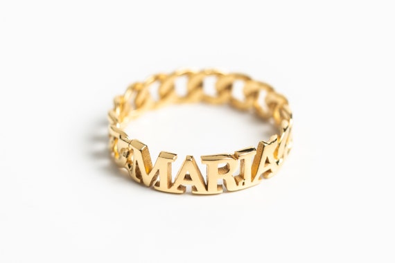 Curb Chain Name Ring - Curb Link Name Ring - Custom Name Ring - Personalized Ring - Personalized Gift