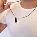 Mens Necklace - Black  Bar  Necklace - Custom Men Necklace - Men's necklaces - Men's Jewelry - Black jewelry for men - Silver  Men Necklace 