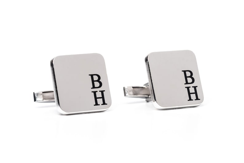 Exquisite Monogram Cufflinks: Elevate Your Festive Attire Ideal New Year's Gift for Men Premium Quality, Gold & Silver Options image 5