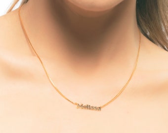 Name Necklace with Box Chain - Personalized gift - Sterling Silver Name Necklace - Personalized Jewelry - Custom Name Jewelry Gold Necklace
