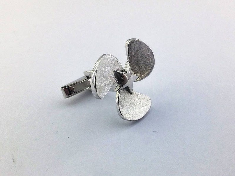 Boat Propeller Cufflinks Silver Anchor Cuff links Groom cufflinks Groomsmen gift Groomsmen Cufflinks Father Gift image 1