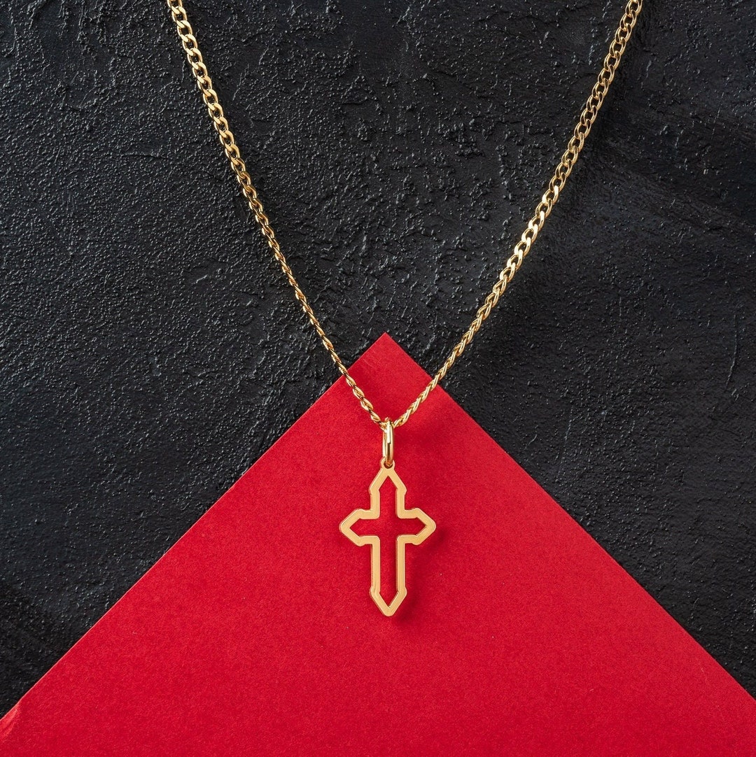 GOLD CROSS NECKLACE for Men Black Cross Necklace Silver Cross Necklace