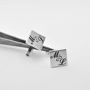 Gemelos de padrinos de boda - Gemelos personalizados - Gemelo inicial - Gemelos de letras - Gemelos del novio - Regalo de padrinos de boda - Regalo del Padre
