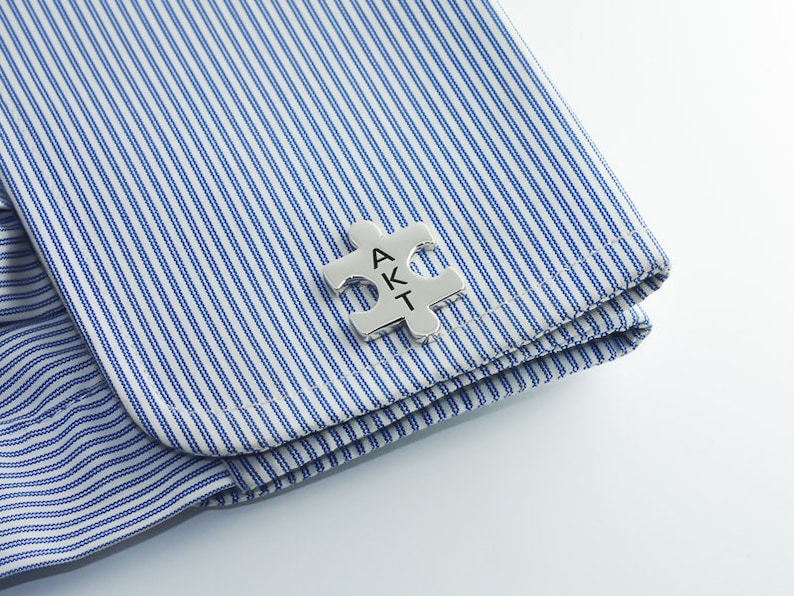 Groom cufflinks Groomsmen gift Handmade Jigsaw Puzzle cufflink Puzzle Piece Cuff Links Puzzle Cufflinks Groomsmen Cufflinks image 2