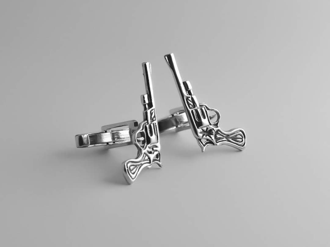 Gun Cufflinks Weapon Cufflink Handgun Cuff Links Weapon Jewelry Groom