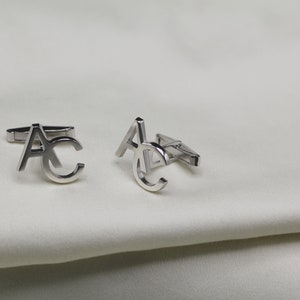 Customized Cufflinks Personalized Name Cufflinks Groom Wedding Cufflinks Groomsmen gift Initials Cufflinks Sterling Cufflinks image 3