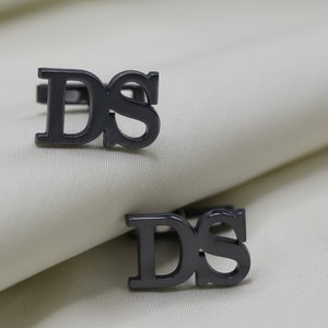 Gemelos personalizados negros - Gemelos personalizados - Gemelos de boda del novio - Regalo de padrinos - Gemelos iniciales - Gemelos de ley