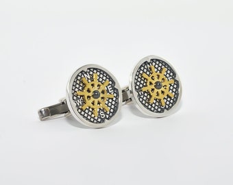 Compass Cufflinks - Rudder Cufflinks - Nautical Cuff Link - Groom cufflinks - Groomsmen gift - Groomsmen Cufflinks - Father Gift
