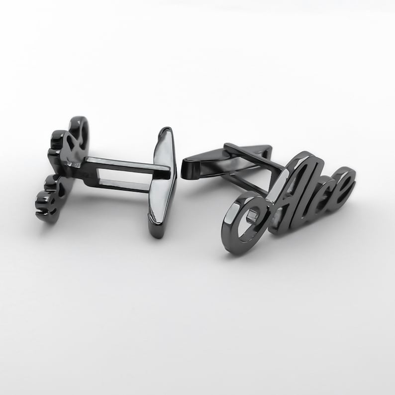 Black Cufflinks Initial Cufflink Gifts for Him Engraved Cufflinks Personalized Cufflink Gift for Men Personalized Cufflinks