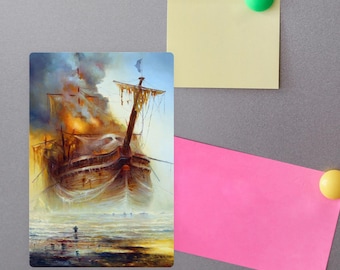 Dekorativer Magnet für Kühlschrank - DEATH CONVOY Dekoration für Zuhause oder im Büro basierend auf Mariusz Lewandowski Malerei, Goth, Metall, Fantasy, surreal