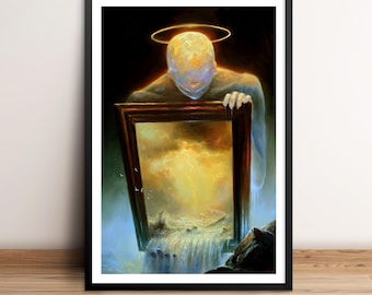 Surrealer Kunstdruck auf Papier, farbige Wanddekoration - Demiurg von Mariusz Lewandowski 60 x 90 cm Horror & Dark Art, Retro Scifi, Goth Giclée