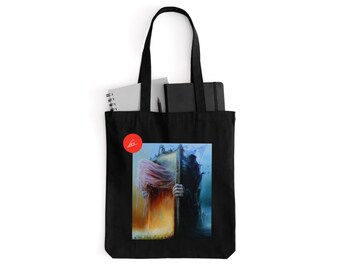 Baumwolltasche mit Essenz der Freiheit - surreales Gemälde von Mariusz Lewandowski auf Shopper, perfekt für Shopping, Fitnessstudio, Schule, Gothic-Stil