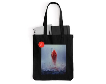 Baumwolltasche mit Königin der Geduld - surreales Gemälde von Mariusz Lewandowski auf Shopper, perfekt für Einkaufen, Fitnessstudio, Schule, Goth-Stil