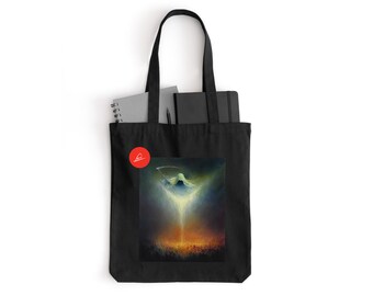 Baumwolltasche mit Engel des Todes III - surreale Malerei von Mariusz Lewandowski auf Shopper, perfekt für Shopping, Fitnessstudio, Schule, Gothic-Stil