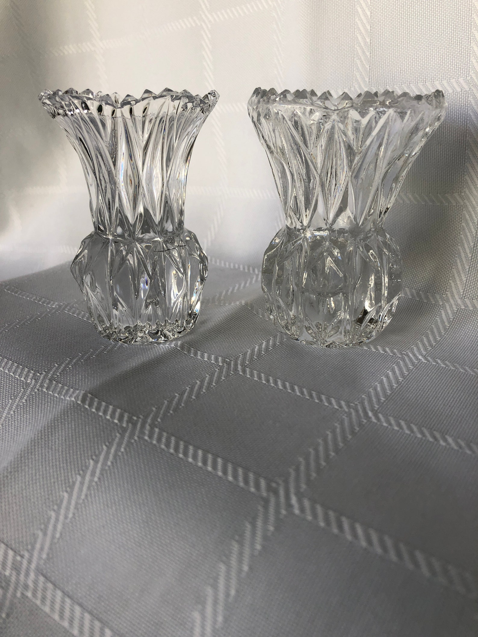 Vintage Clear Crystal Glass Toothpick Holders Flower Vases Etsy
