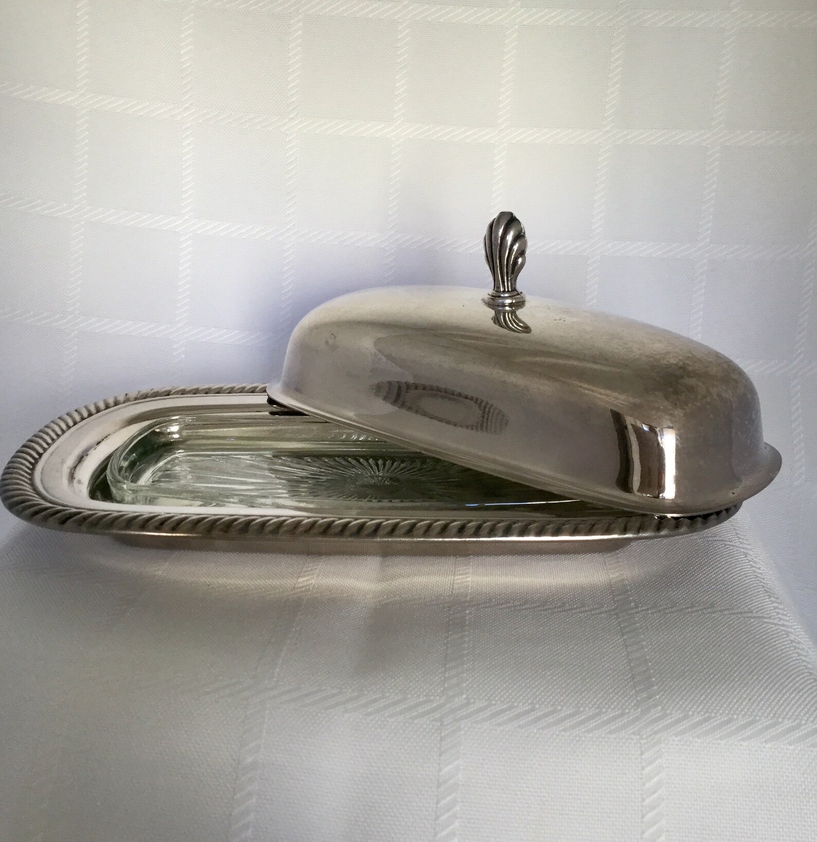 Vintage Wm. Rogers Silverplate Covered Butter Dish with Glass Etsy