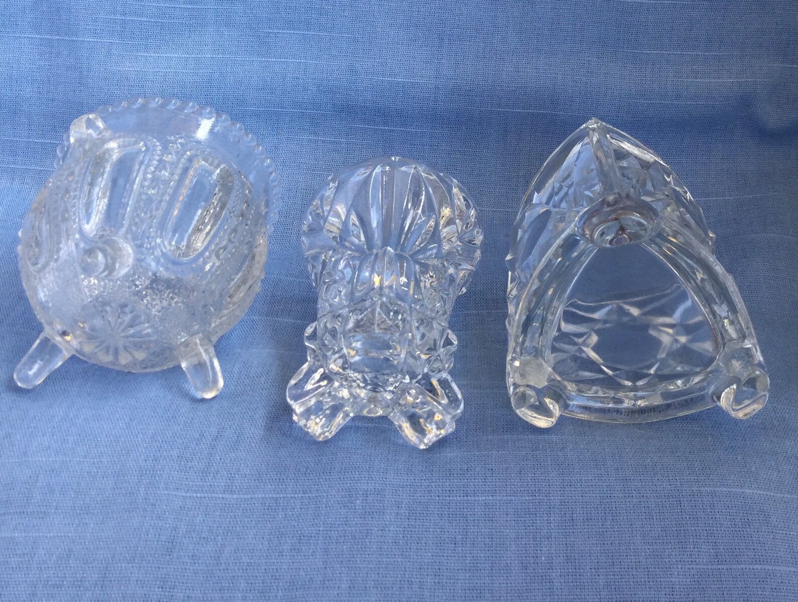 Vintage Threelegged Clear Glass Crystal Toothpick Holders Etsy