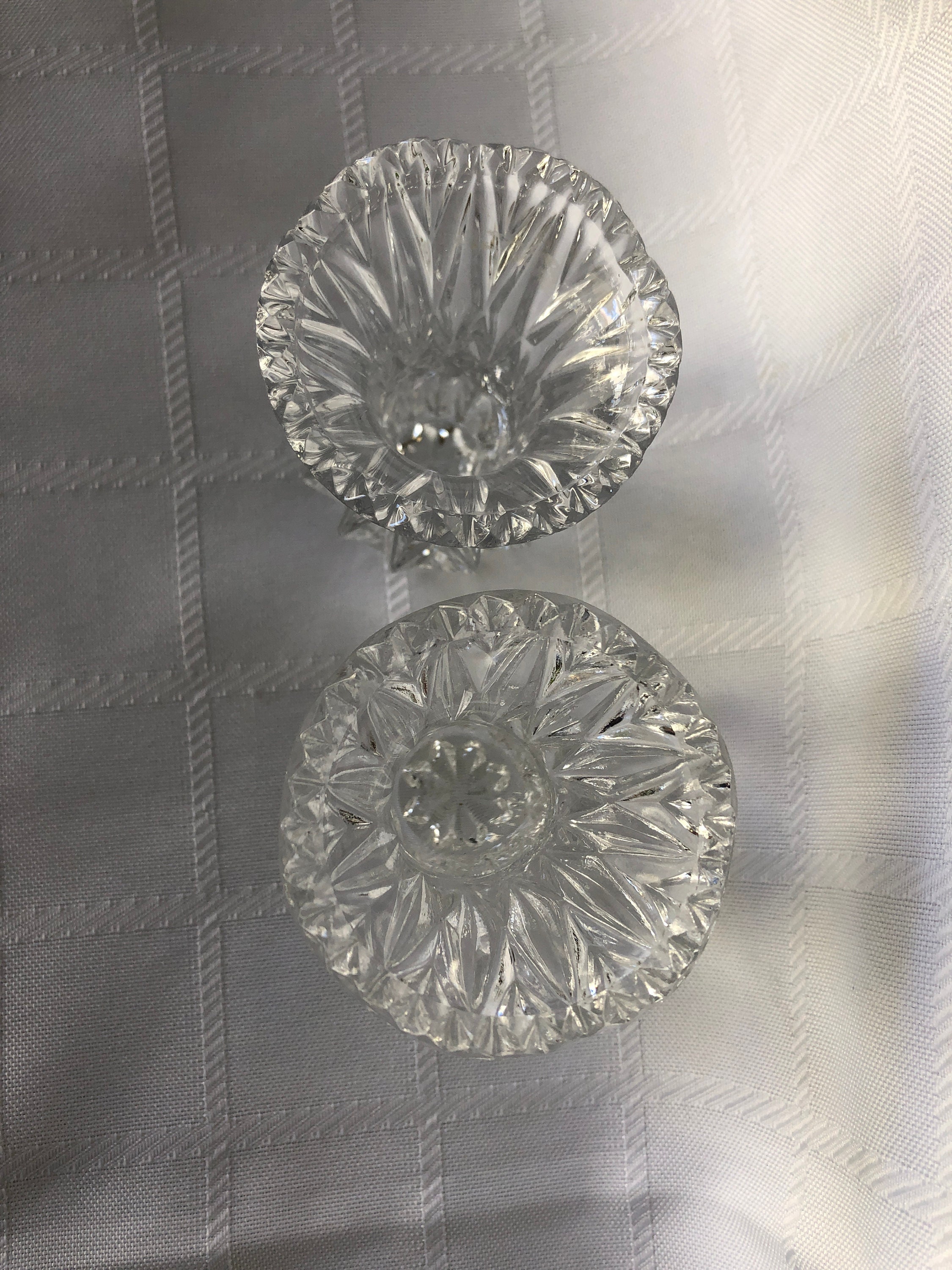 Vintage Clear Crystal Glass Toothpick Holders Flower Vases Etsy