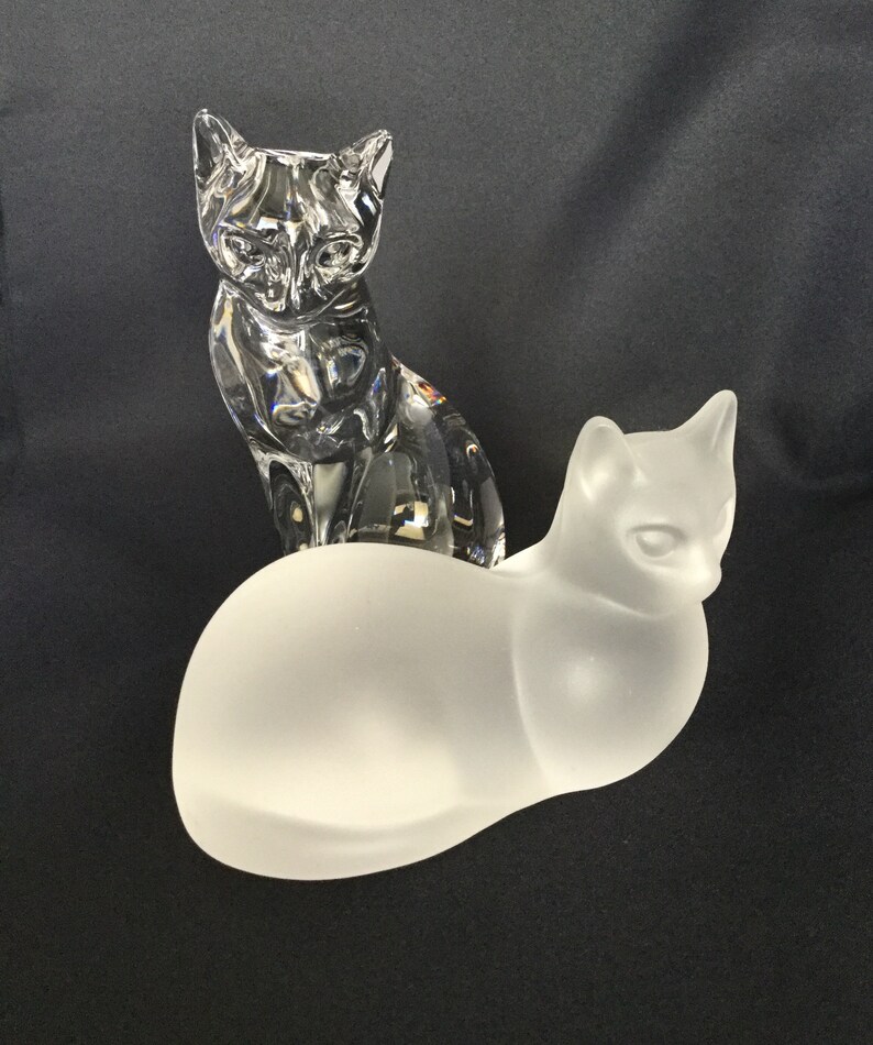 Lenox 1993 Frosted and Clear Cats Figurine Paperweight Set of Etsy